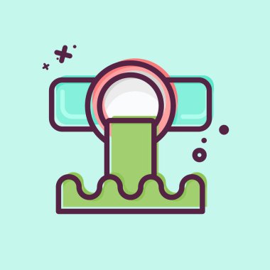 Simge Kanalizasyonu. Çevre sembolüyle ilgili. MBE tarzı. Basit bir çizim. Koruma. Toprak. Temizle