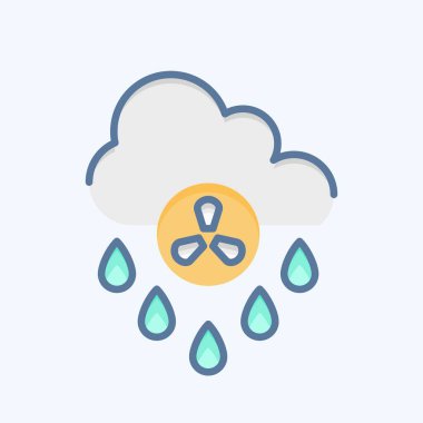 Simge Asit Yağmuru. Çevre sembolüyle ilgili. Karalama stili. Basit bir çizim. Koruma. Toprak. Temizle