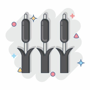 Simge Kamışları. Çevre sembolüyle ilgili. Çizgi roman tarzı. Basit bir çizim. Koruma. Toprak. Temizle