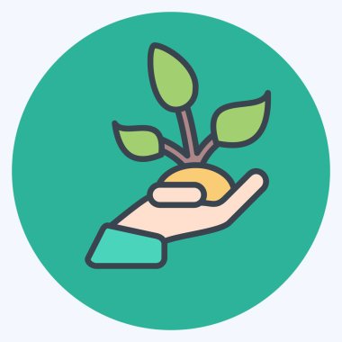 Doğayı Kurtaran Simge. Çevre sembolüyle ilgili. renk arkadaşı stili. Basit bir çizim. Koruma. Toprak. Temizle