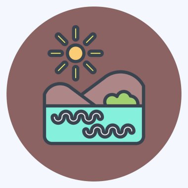 İkon Gölü. Çevre sembolüyle ilgili. renk arkadaşı stili. Basit bir çizim. Koruma. Toprak. Temizle