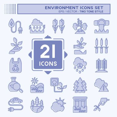 Icon Set Environment. related to Environment symbol. two tone style. simple illustration. conservation. earth. clean