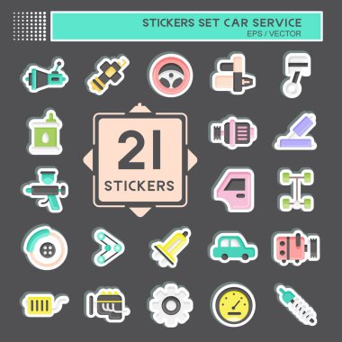 Sticker Set Car Service. related to Car Service symbol. repairin. engine. simple illustration
