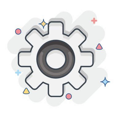 Icon Gear. related to Car Service symbol. Comic Style. repairin. engine. simple illustration