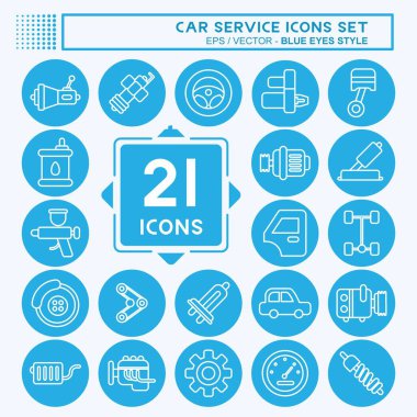 Icon Set Car Service. related to Car Service symbol. Blue Eyes Style. repairin. engine. simple illustration