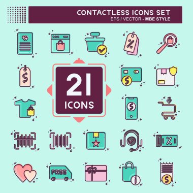 Icon Set Contactless. related to Business symbol. MBE Style. simple design editable. simple illustration