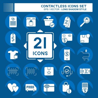 Icon Set Contactless. related to Business symbol. Long Shadow Style. simple design editable. simple illustration