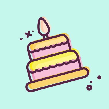 Kek ikonu. Aile sembolü ile ilgili. Tebeşir stili. Basit dizayn edilebilir. Basit resimleme