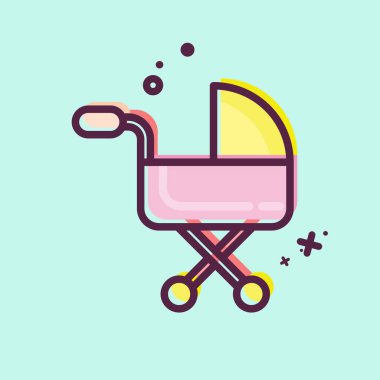 Icon Bebek Arabası. Aile sembolü ile ilgili. Basit dizayn edilebilir. Basit resimleme