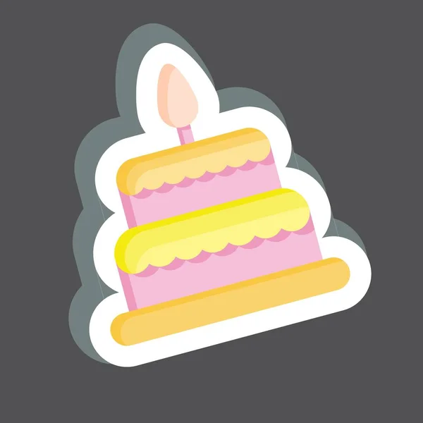 Icon Cake Related Family Symbol Chalk Style Simple Design Editable — Stock Vector