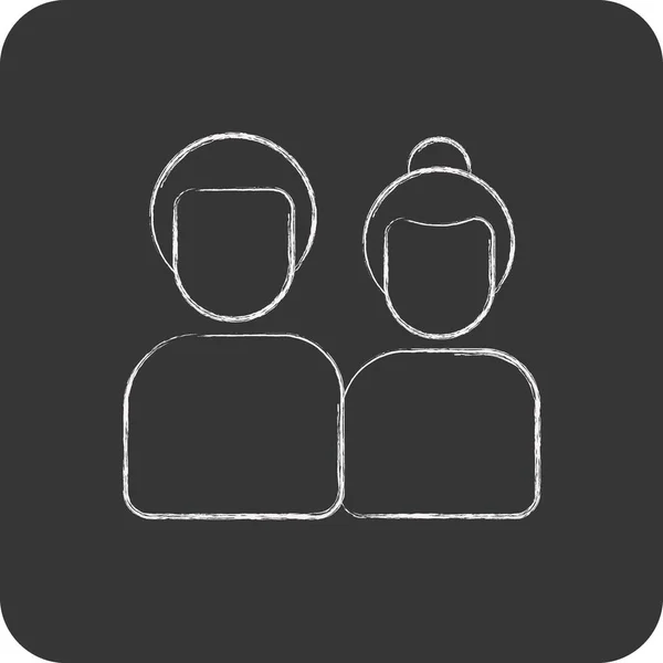 Εικονίδιο Ζευγάρι Που Σχετίζονται Οικογενειακό Σύμβολο Στυλ Κιμωλίας Απλό Σχεδιασμό — Διανυσματικό Αρχείο