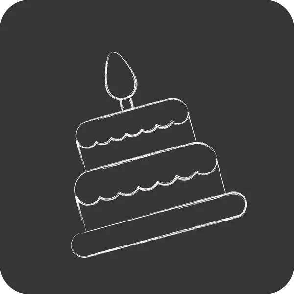 Gâteau Icône Lié Symbole Famille Style Craie Conception Simple Modifiable — Image vectorielle