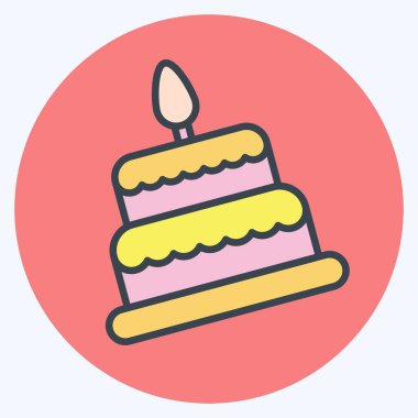 Kek ikonu. Aile sembolü ile ilgili. Çizgi stili. Basit dizayn edilebilir. Basit resimleme