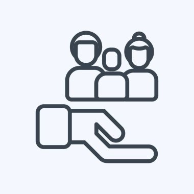 Icon Aile Bakımı. Aile sembolü ile ilgili. Kabartma tarzı. Basit dizayn edilebilir. Basit resimleme