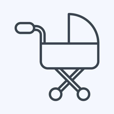 Icon Bebek Arabası. Aile sembolü ile ilgili. Çizgi stili. Basit dizayn edilebilir. Basit resimleme