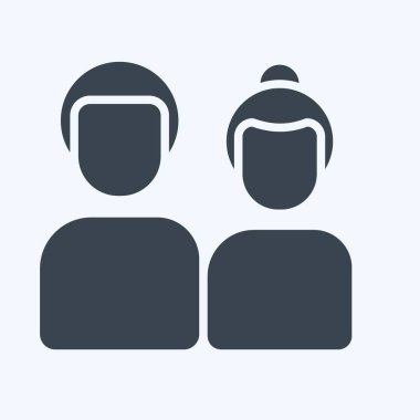 Simge Çifti. Aile sembolü ile ilgili. Kabartma tarzı. Basit dizayn edilebilir. Basit resimleme