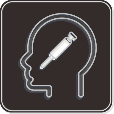 Simge Fizik Bağımlılığı. Psikoloji Kişiliği sembolüyle ilgili. Basit dizayn edilebilir. Basit resimleme