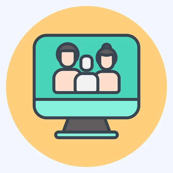 Ikoon Online Familie Gerelateerd Aan Familie Symbool Eenvoudig Ontwerp Bewerkbaar — Stockvector