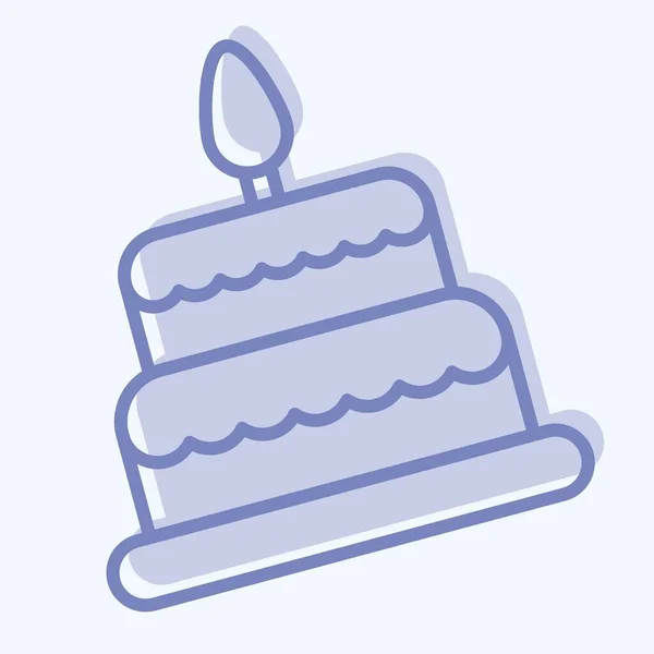 Gâteau Icône Lié Symbole Famille Style Ligne Conception Simple Modifiable — Image vectorielle