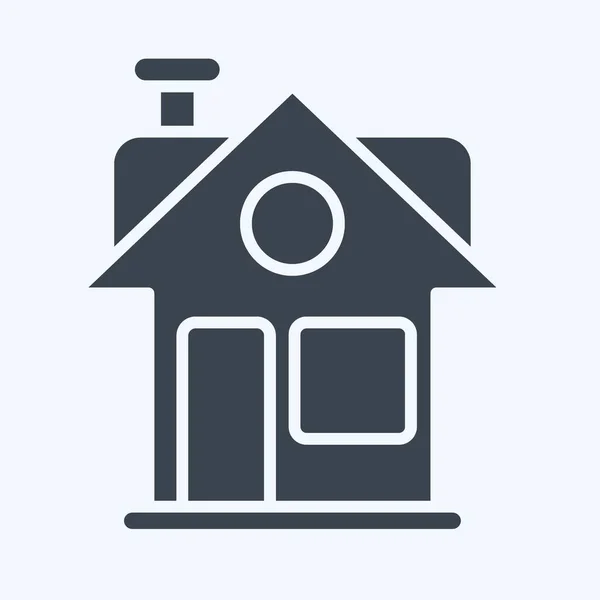 Στο Icon House Που Σχετίζονται Οικογενειακό Σύμβολο Στυλ Glyph Απλό — Διανυσματικό Αρχείο