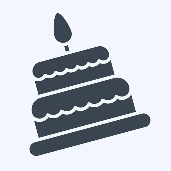 Gâteau Icône Lié Symbole Famille Style Ligne Conception Simple Modifiable — Image vectorielle