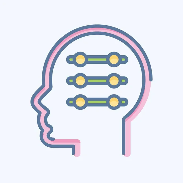 Icono Aprendizaje Automático Relacionado Con Psicología Símbolo Personalidad Diseño Simple — Vector de stock
