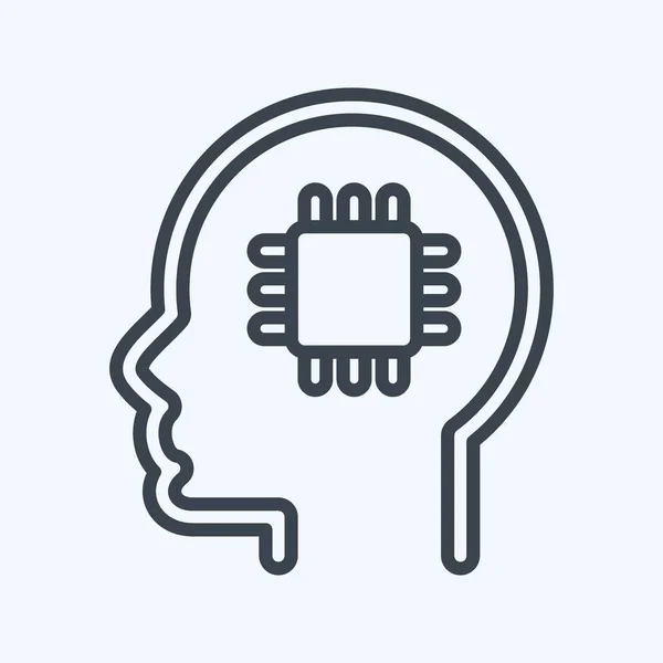 Icône Intelligence Artificielle Lié Symbole Psychologie Personnalité Conception Simple Modifiable — Image vectorielle