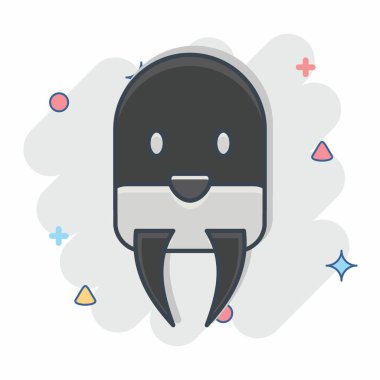 İkon Wairus. Hayvan kafası sembolüyle ilgili. Basit dizayn edilebilir. Basit resimleme