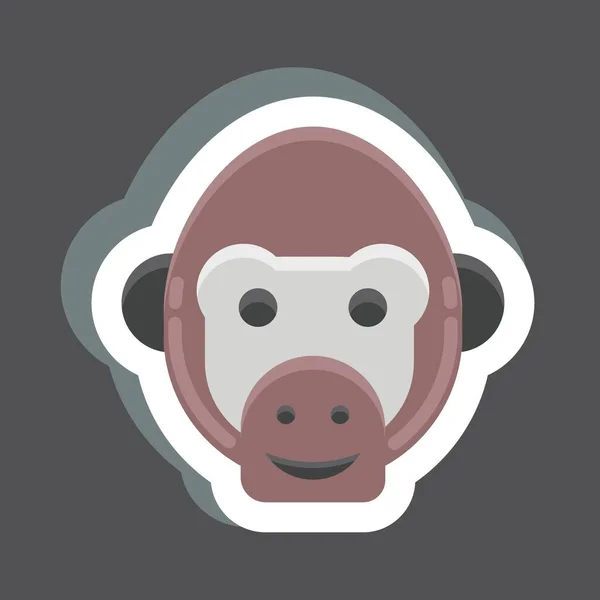 Icon Şempanzesi Hayvan Kafası Sembolüyle Ilgili Basit Dizayn Edilebilir Basit — Stok Vektör