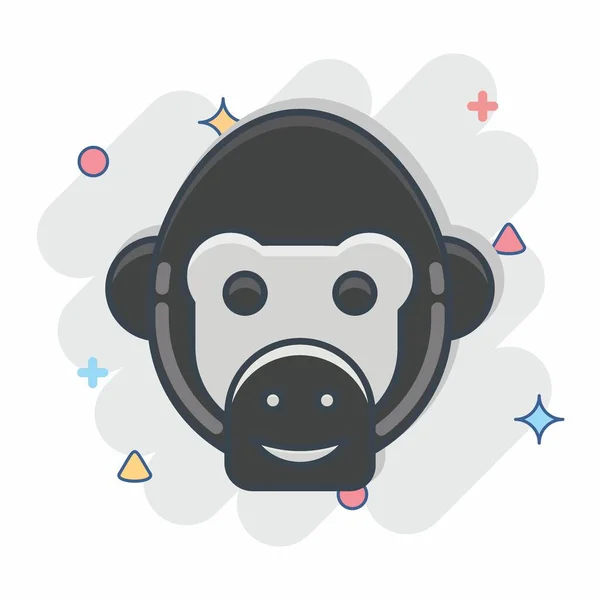 チンパンジーのアイコン 動物の頭記号に関するものです シンプルなデザインを編集できます シンプルなイラスト — ストックベクタ