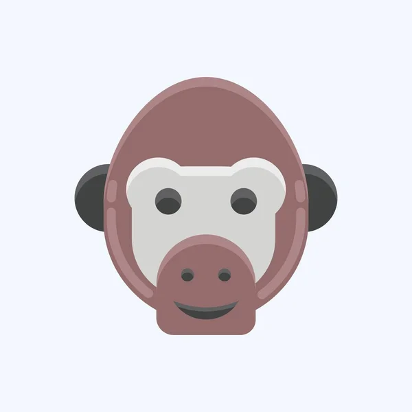 Scimpanzé Icona Relativi Simbolo Della Testa Animale Design Semplice Modificabile — Vettoriale Stock