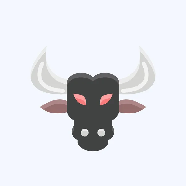 Icône Bull Lié Symbole Tête Animal Conception Simple Modifiable Illustration — Image vectorielle