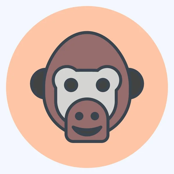 Icono Chimpancé Relacionado Con Símbolo Cabeza Animal Diseño Simple Editable — Vector de stock