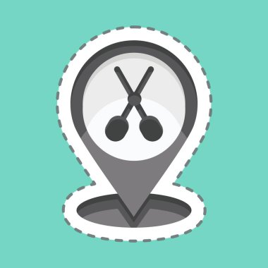 Simge Konum Pembesi. Berber dükkanı sembolüyle ilgili. Güzellik salonu. Basit resimleme