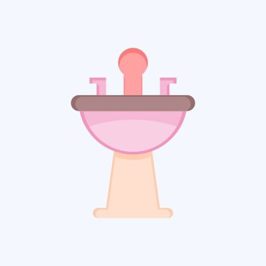 Simge Saç Yıkama Lavabosu. Berber dükkanı sembolüyle ilgili. Güzellik salonu. Basit resimleme