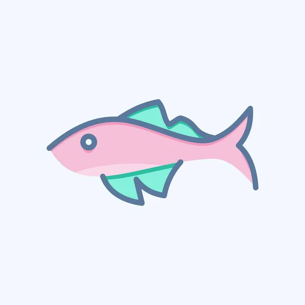 Icono Pescado Relacionado Con Símbolo Los Animales Domésticos Diseño Simple — Vector de stock