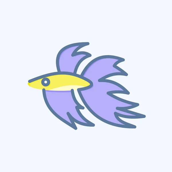 Ikonen Betta Fish Relaterade Till Symbolen För Tamdjur Enkel Design — Stock vektor