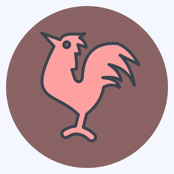 Icône Coq Lié Symbole Animaux Domestiques Conception Simple Modifiable Illustration — Image vectorielle