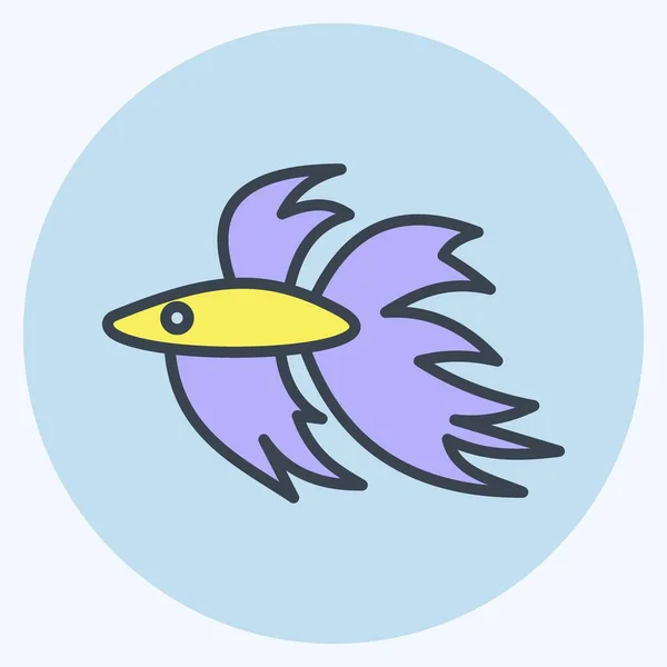 Icon Betta Fish Related Domestic Animals Symbol Simple Design Editable — Stock Vector
