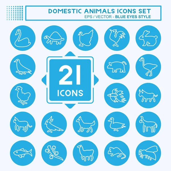 stock vector Icon Set Domestic Animals. related to Education symbol. simple design editable. simple illustration