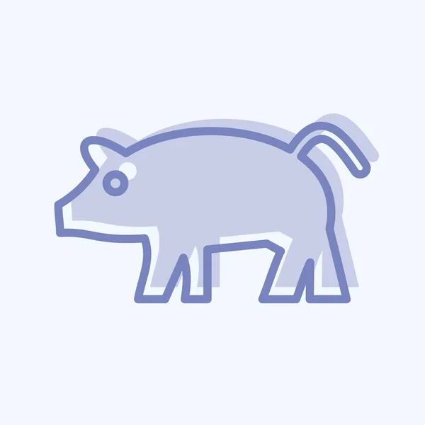 Ікона Свиня Пов Язаний Символом Домашніх Тварин Простий Дизайн Редагований — стоковий вектор