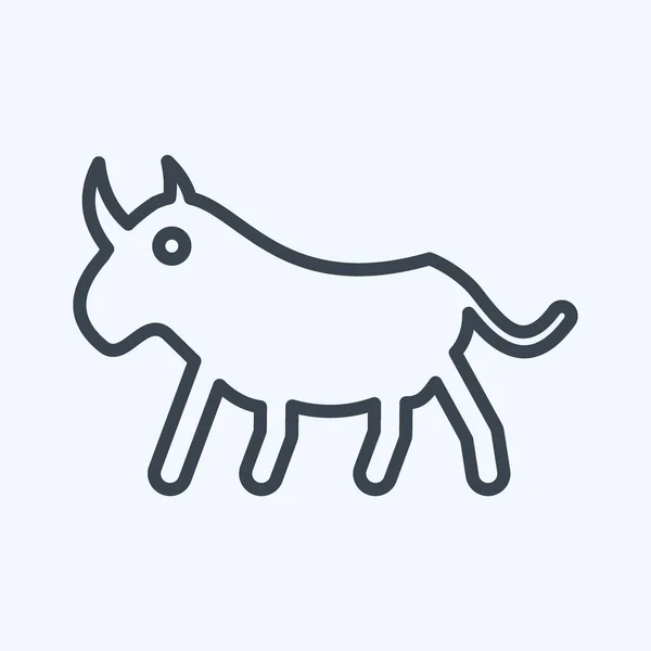 Icône Rhinocéros Lié Symbole Animaux Domestiques Conception Simple Modifiable Illustration — Image vectorielle