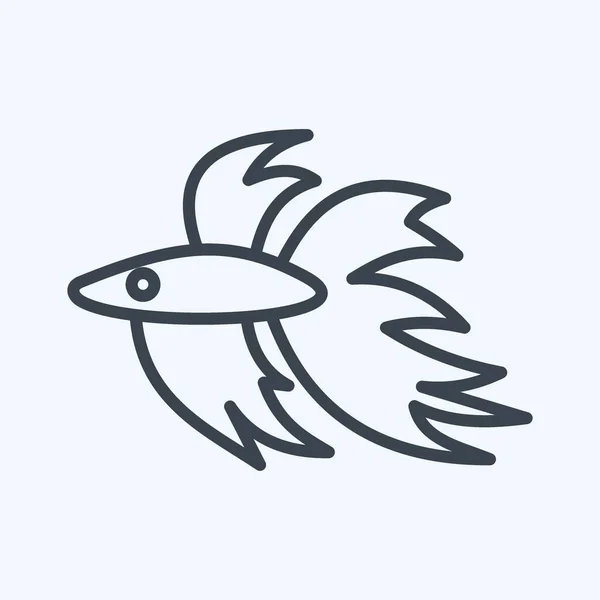Ikan Ikon Betta Terkait Dengan Simbol Domestic Animals Desain Sederhana - Stok Vektor