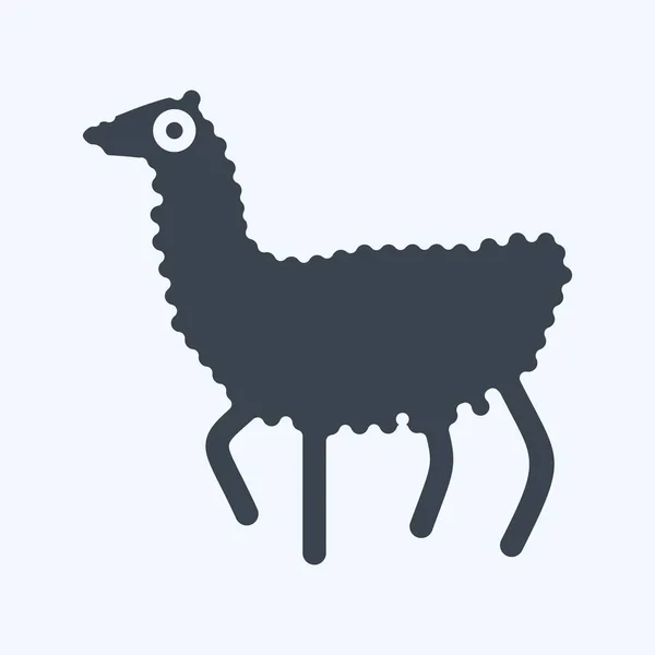 Ikon Llama Terkait Dengan Simbol Domestic Animals Desain Sederhana Dapat - Stok Vektor