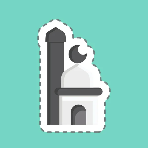 Masjid Ikon Terkait Dengan Simbol Idul Fitri Islamic Ramadhan Ilustrasi - Stok Vektor