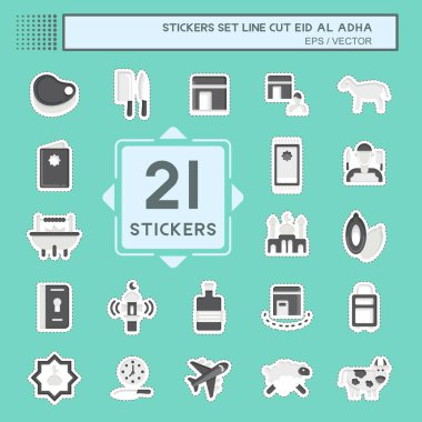 Çıkartma çizgisi kesilmiş. Kurban Bayramı 'nı ayarla. İslami sembolle ilgili. Basit dizayn edilebilir. Basit resimleme