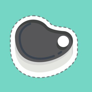 Çıkartma çizgisi Et 'i kesti. Kurban Bayramı sembolüyle ilgili. Basit dizayn edilebilir. Basit resimleme