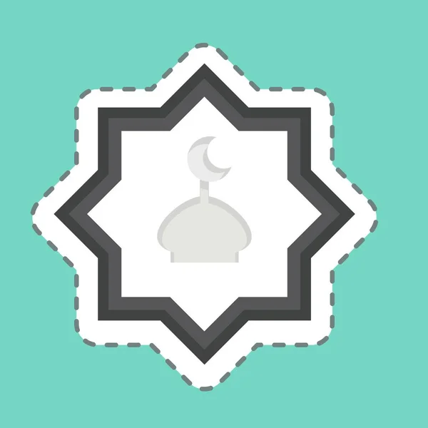 Sticker Line Cut Rub Harb Související Symbolem Eida Adhy Jednoduchý — Stockový vektor