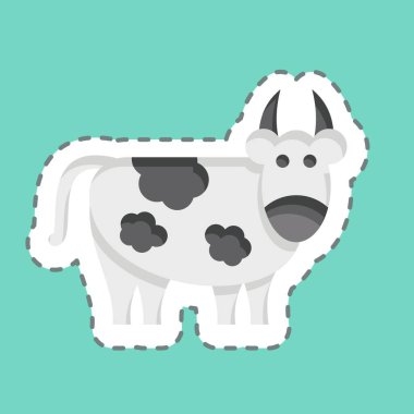 Çıkartma çizgisi İnek 'i kesti. Kurban Bayramı sembolüyle ilgili. Basit dizayn edilebilir. Basit resimleme