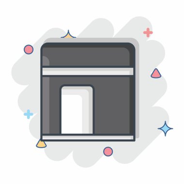 İkon Kabe. Kurban Bayramı sembolüyle ilgili. Çizgi roman tarzı. Basit dizayn edilebilir. Basit resimleme